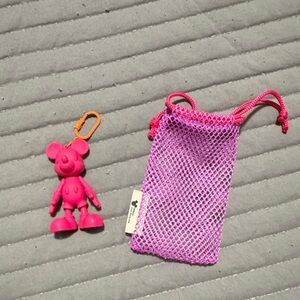 Gently used Pink Disney Mickey Mouse Keychain  with Mesh Bag
